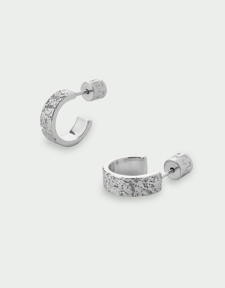 Time Textured Stud Back Hoop Earrings