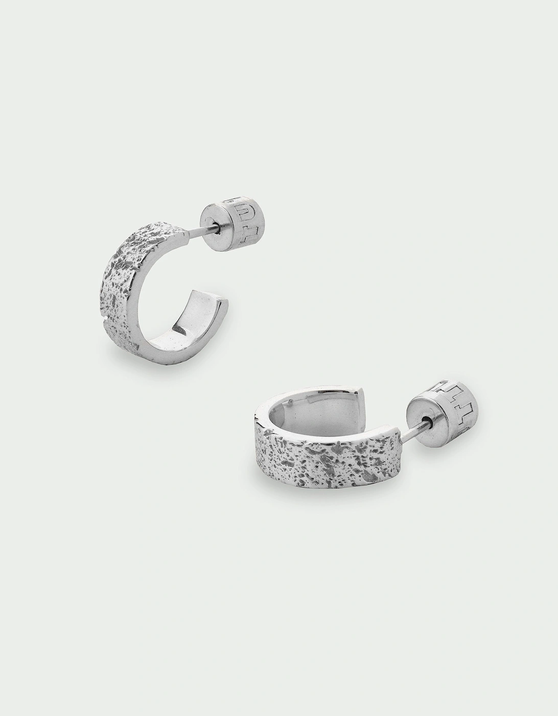 Time Textured Stud Back Hoop Earrings