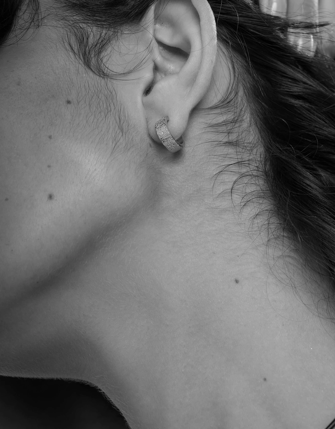 Time Textured Stud Back Hoop Earrings
