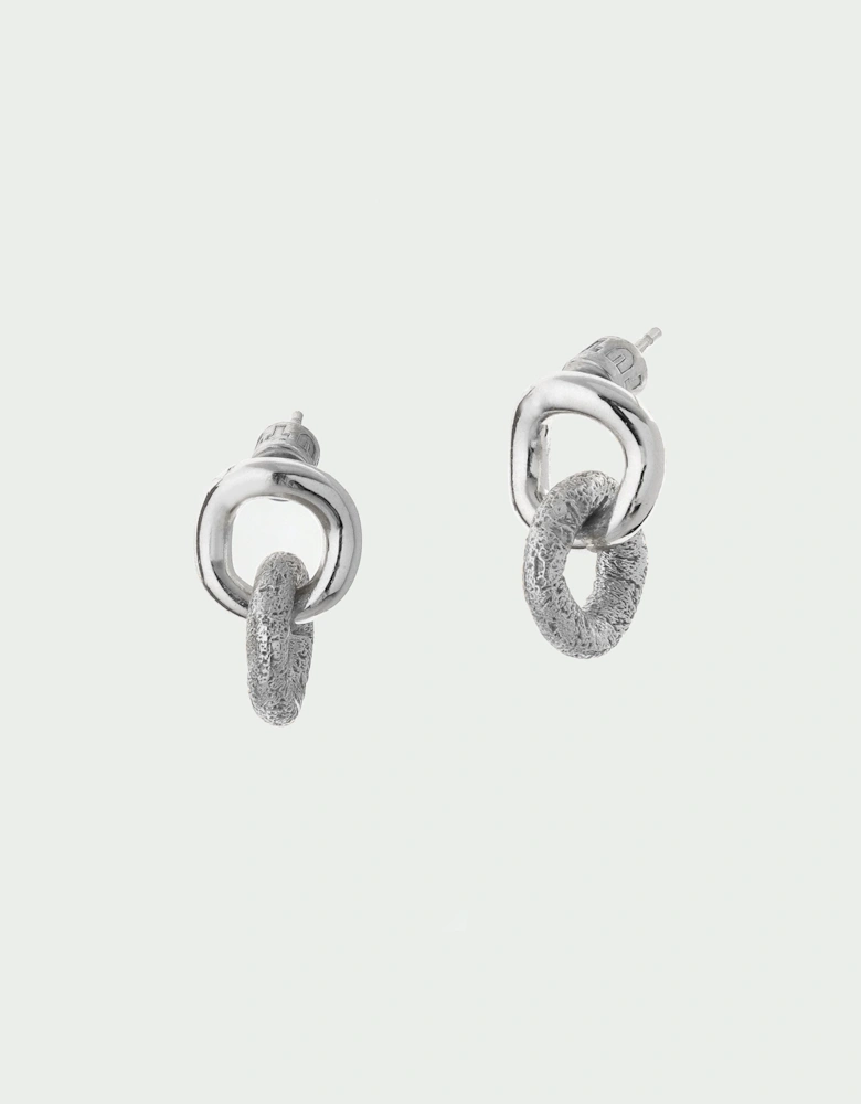 Bind Double Hoop Interlock Stud Back Earrings