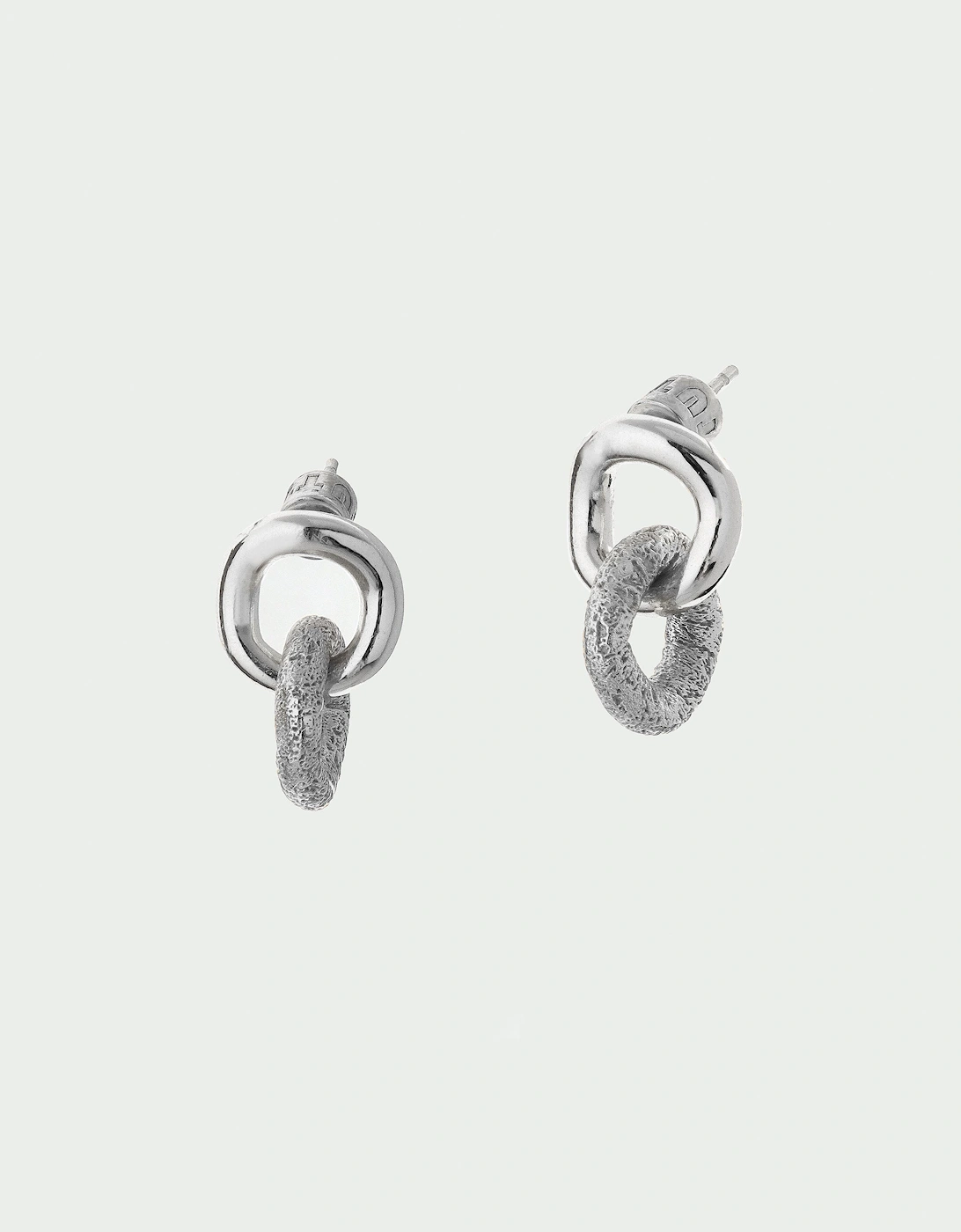 Bind Double Hoop Interlock Stud Back Earrings