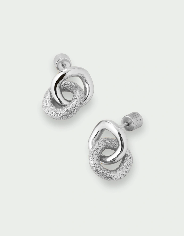 Bind Double Hoop Interlock Stud Back Earrings