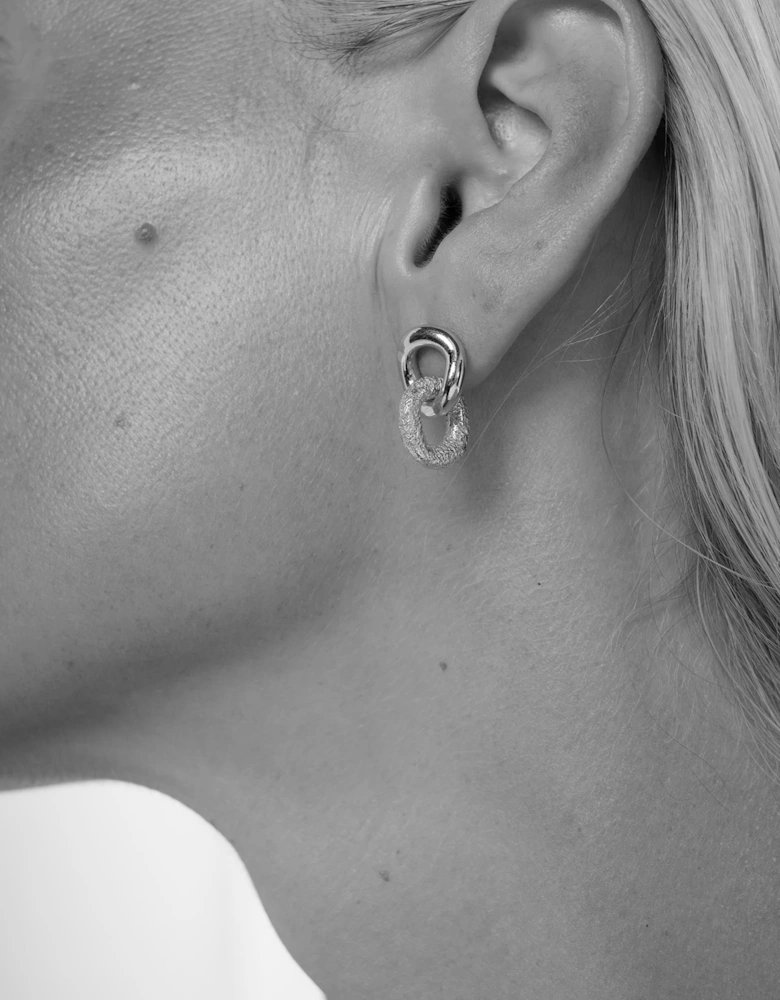 Bind Double Hoop Interlock Stud Back Earrings