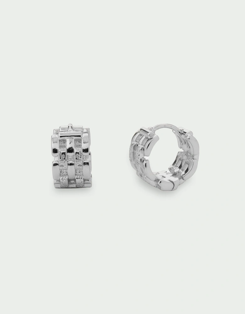 Linear Woven Chain Huggie Earrings