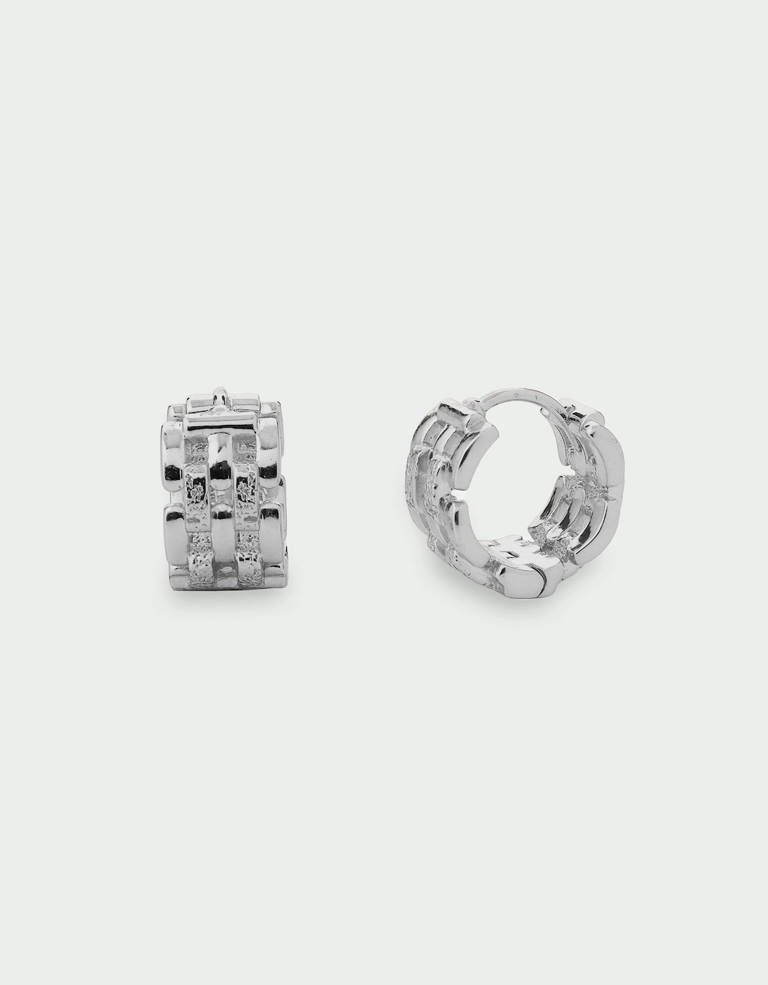 Linear Woven Chain Huggie Earrings