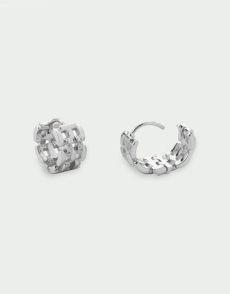 Linear Woven Chain Huggie Earrings