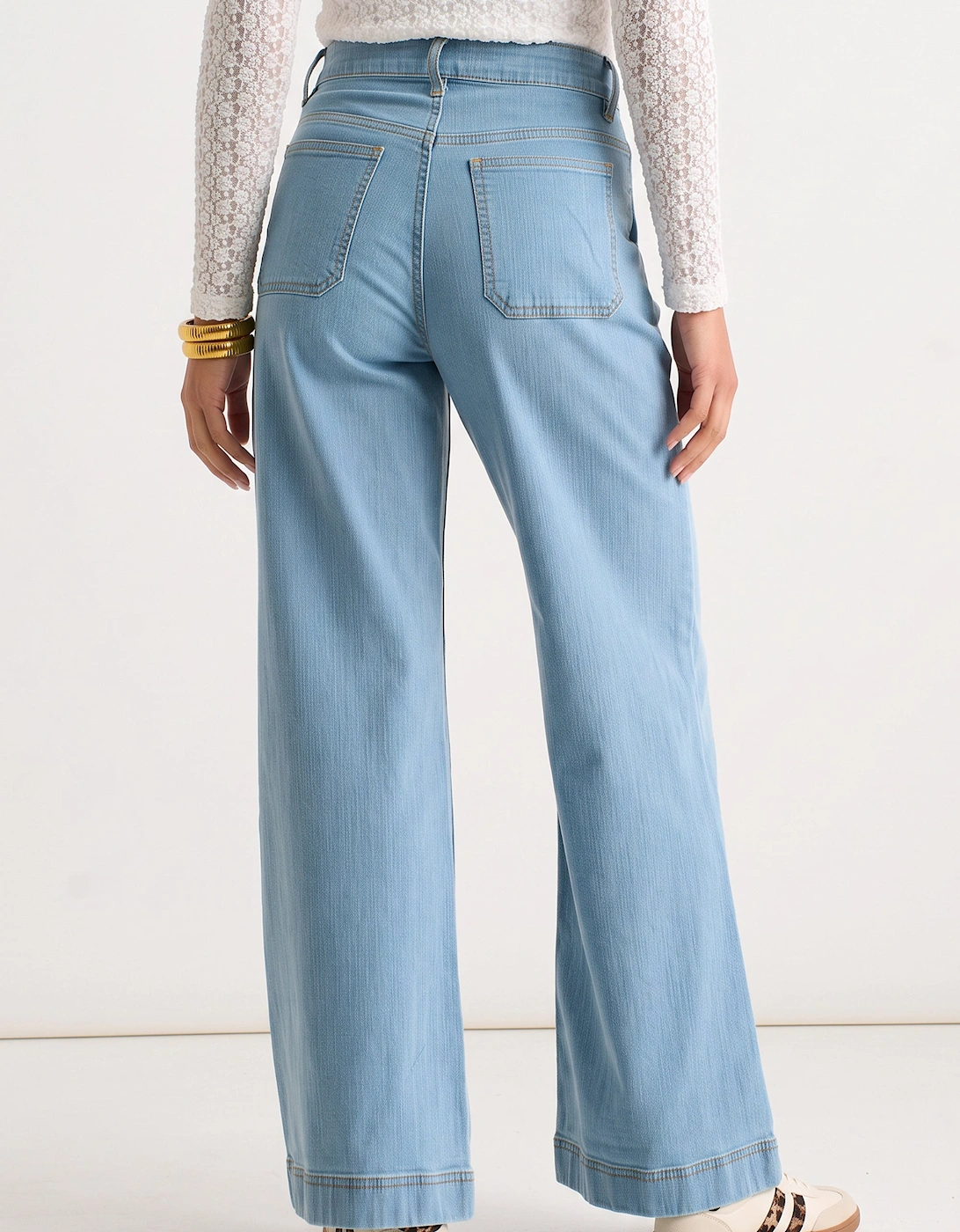 Light Blue Pleat Wide Leg Jean