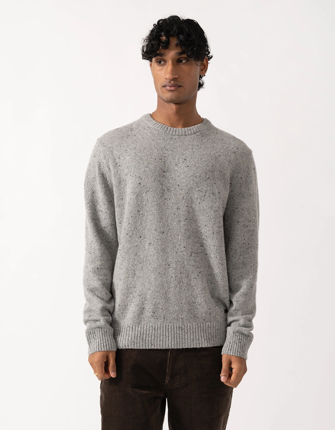 GANT Mens Wool Blend Neps Crew Neck Sweater - 93 Grey Melange
