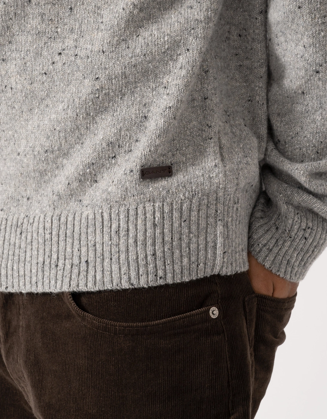 GANT Mens Wool Blend Neps Crew Neck Sweater - 93 Grey Melange