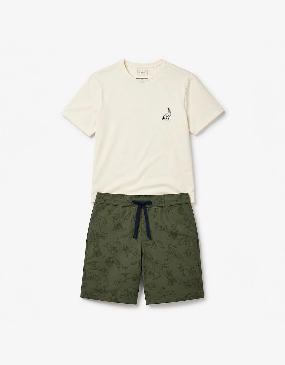 Joules Y95846 DOZER SHORT Mens Pyjama Set Green/Ecru Mens Pyjama Set Green/Ecru