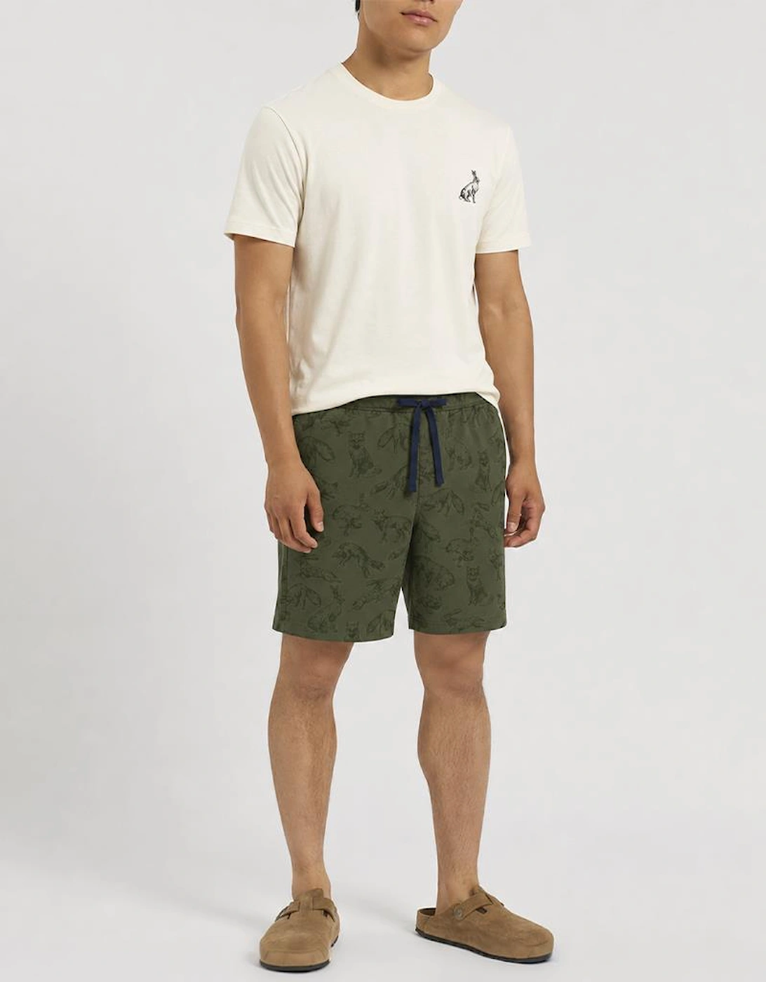 Joules Y95846 DOZER SHORT Mens Pyjama Set Green/Ecru Mens Pyjama Set Green/Ecru