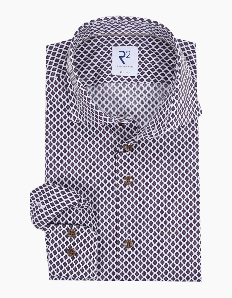 R2 LONG SLEEVED CUT AWAY COLLAR SHIRT | DARK BROWN