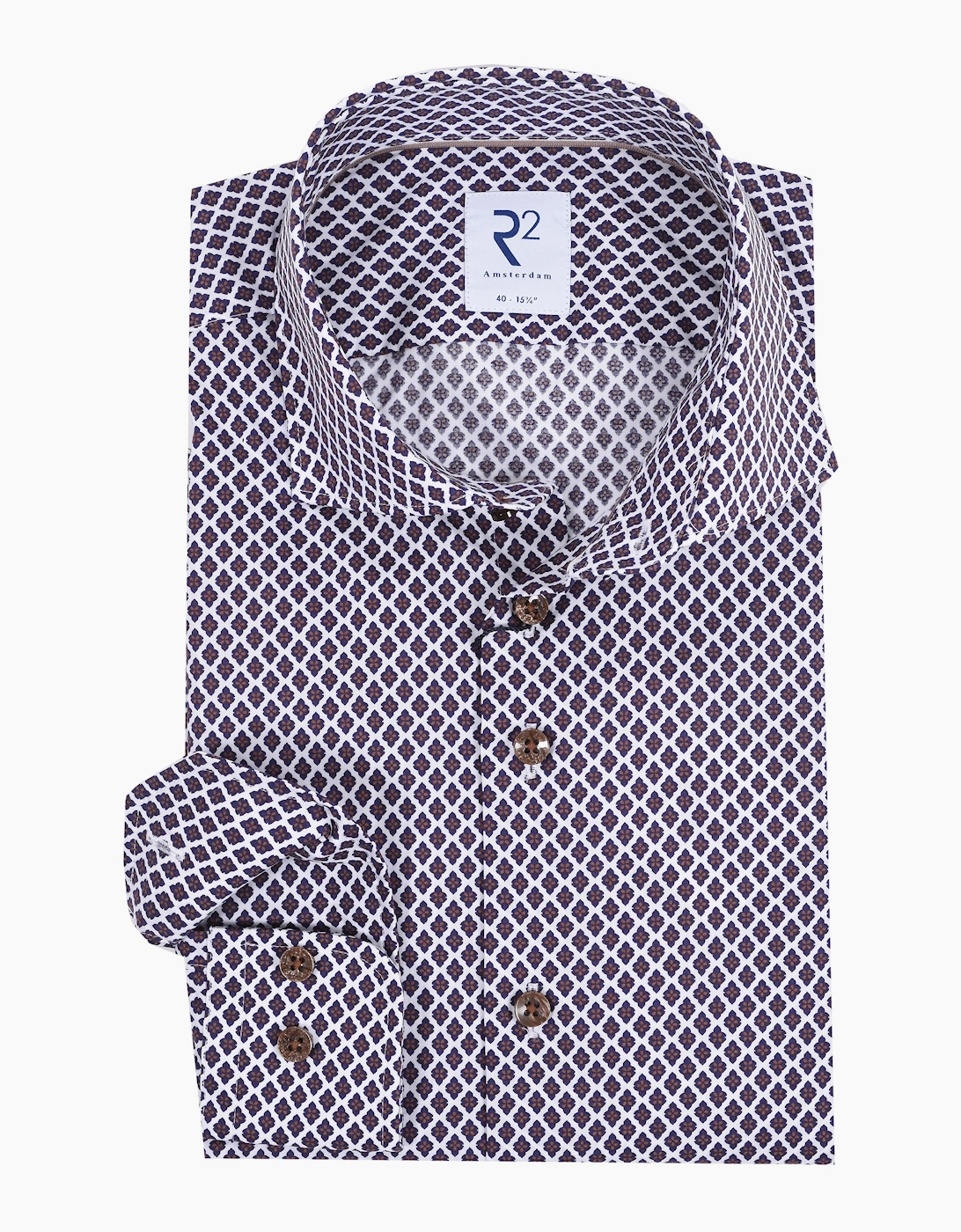 R2 LONG SLEEVED CUT AWAY COLLAR SHIRT | DARK BROWN