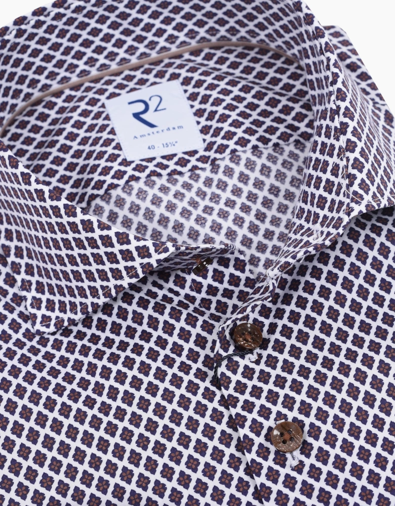 R2 LONG SLEEVED CUT AWAY COLLAR SHIRT | DARK BROWN