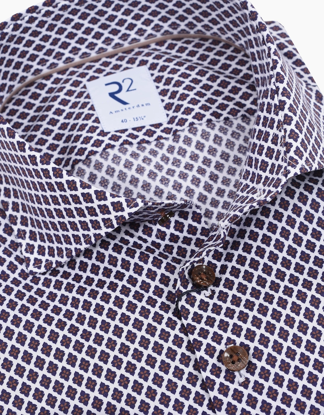 R2 LONG SLEEVED CUT AWAY COLLAR SHIRT | DARK BROWN