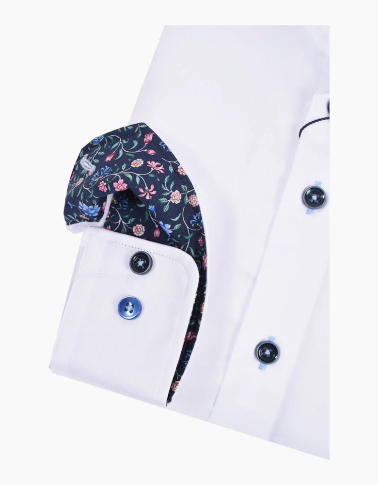 R2 LONG SLEEVED CUT AWAY COLLAR SHIRT WHITE