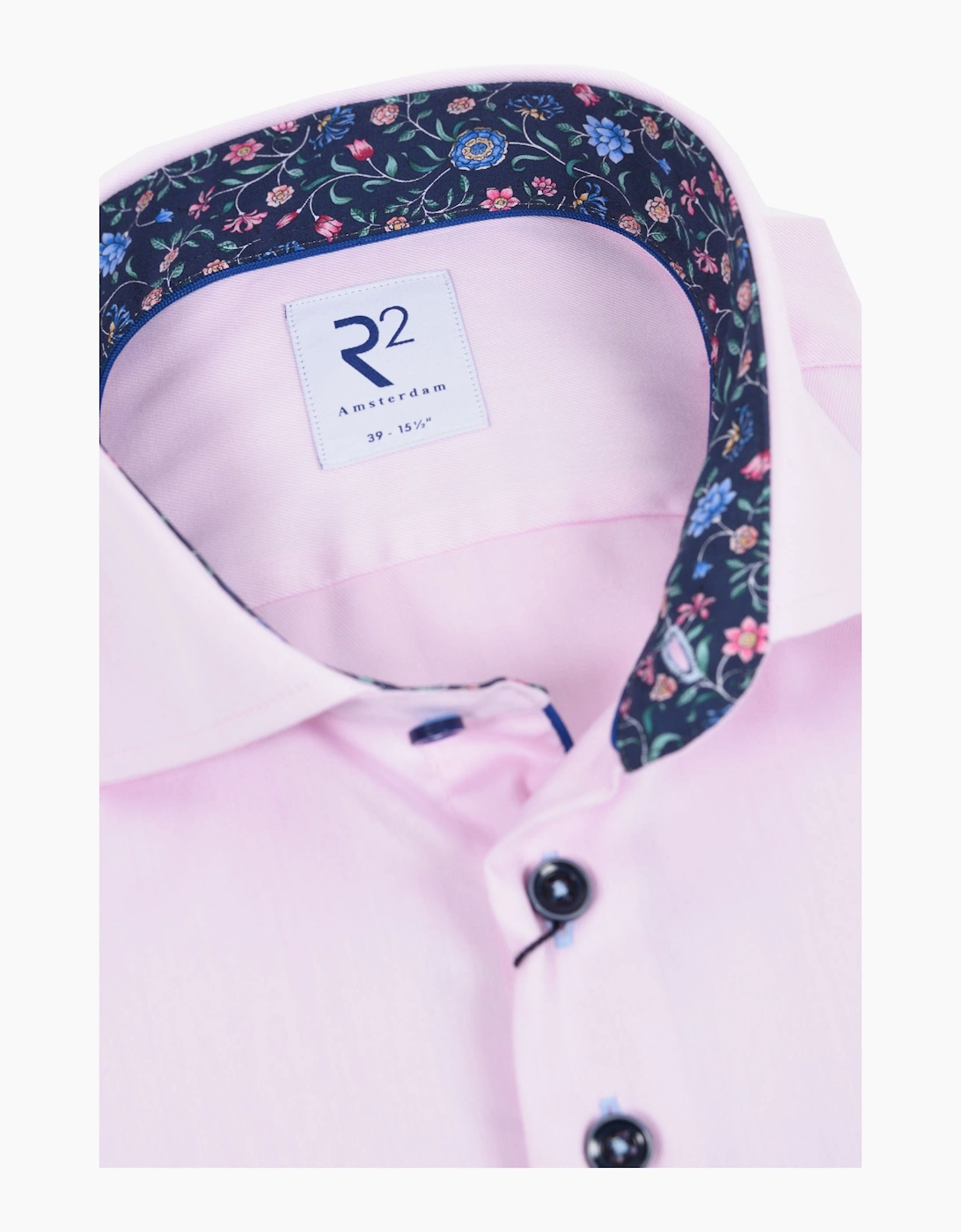 R2 LONG SLEEVED CUT AWAY COLLAR SHIRT PINK