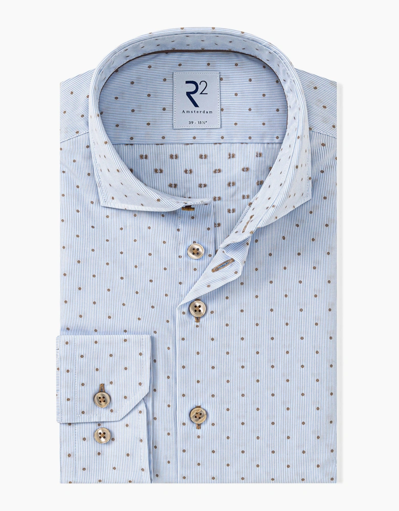 R2 LONG SLEEVE CUT AWAY COLLAR SHIRT LIGHT BLUE