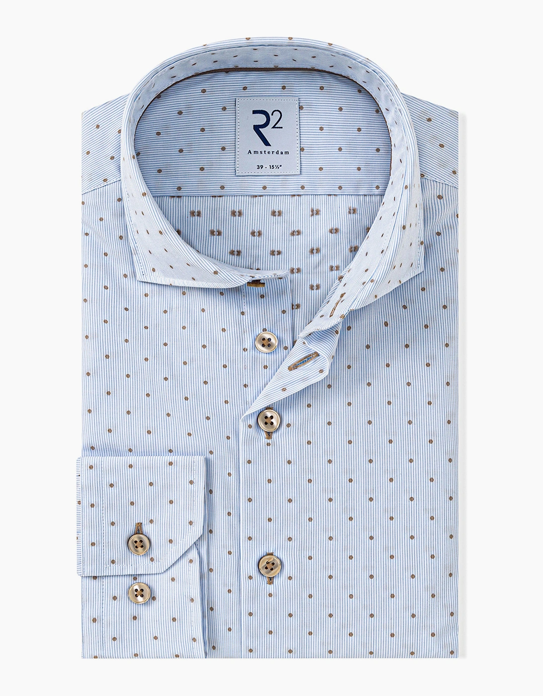 R2 LONG SLEEVE CUT AWAY COLLAR SHIRT LIGHT BLUE