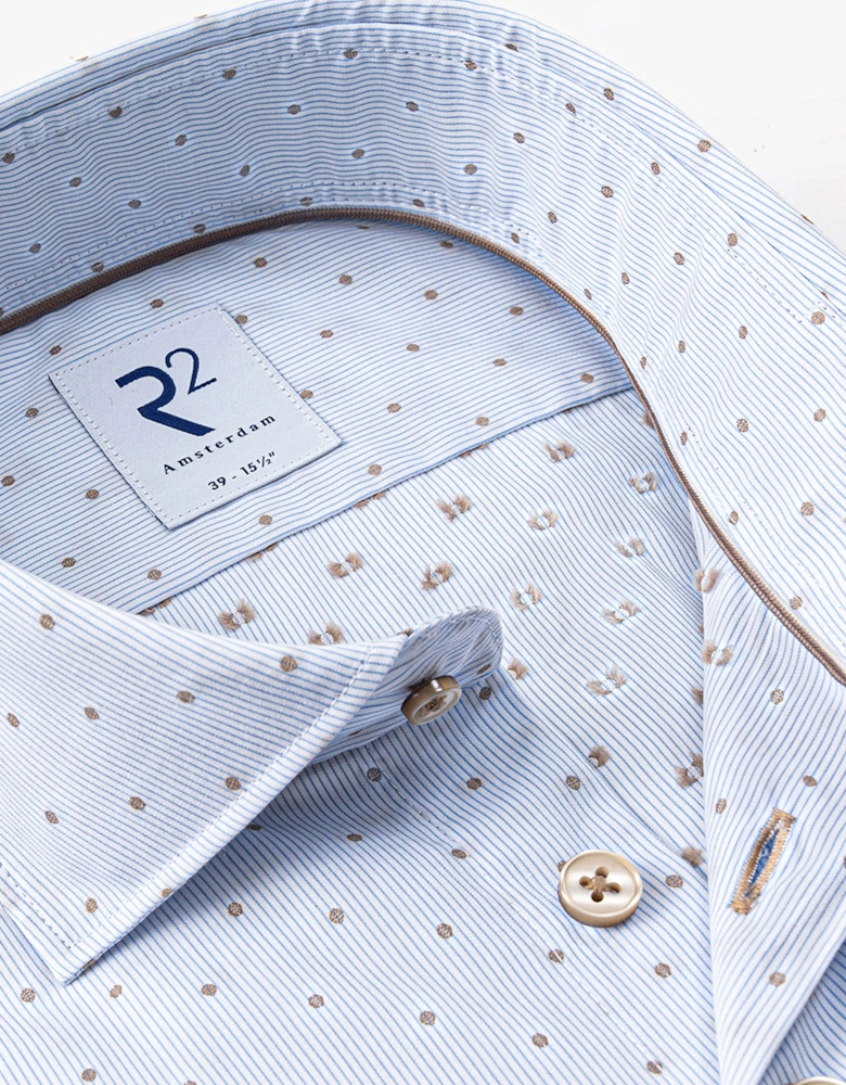 R2 LONG SLEEVE CUT AWAY COLLAR SHIRT LIGHT BLUE