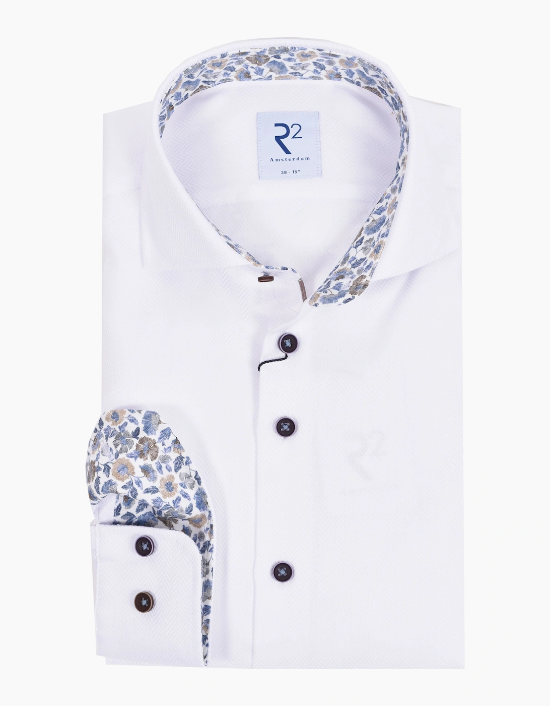 R2 LONG SLEEVED CUT AWAY COLLAR SHIRT WHITE