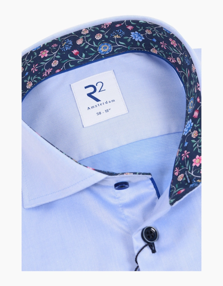R2 LONG SLEEVED CUT AWAY COLLAR SHIRT LIGHT BLUE