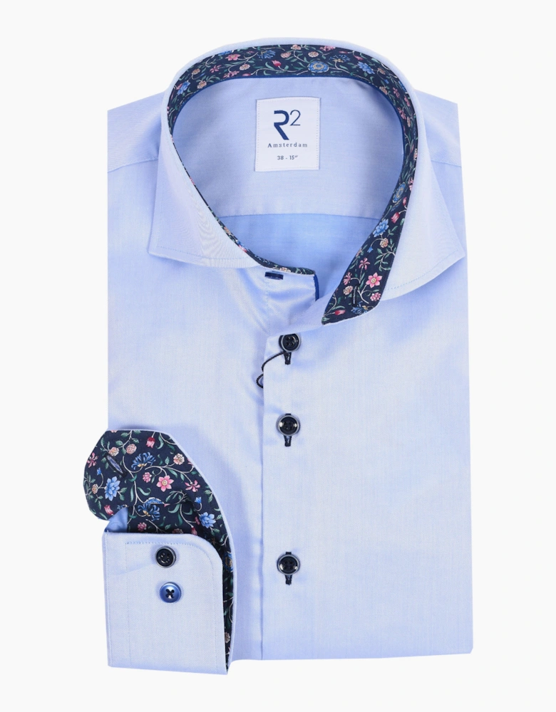 R2 LONG SLEEVED CUT AWAY COLLAR SHIRT LIGHT BLUE