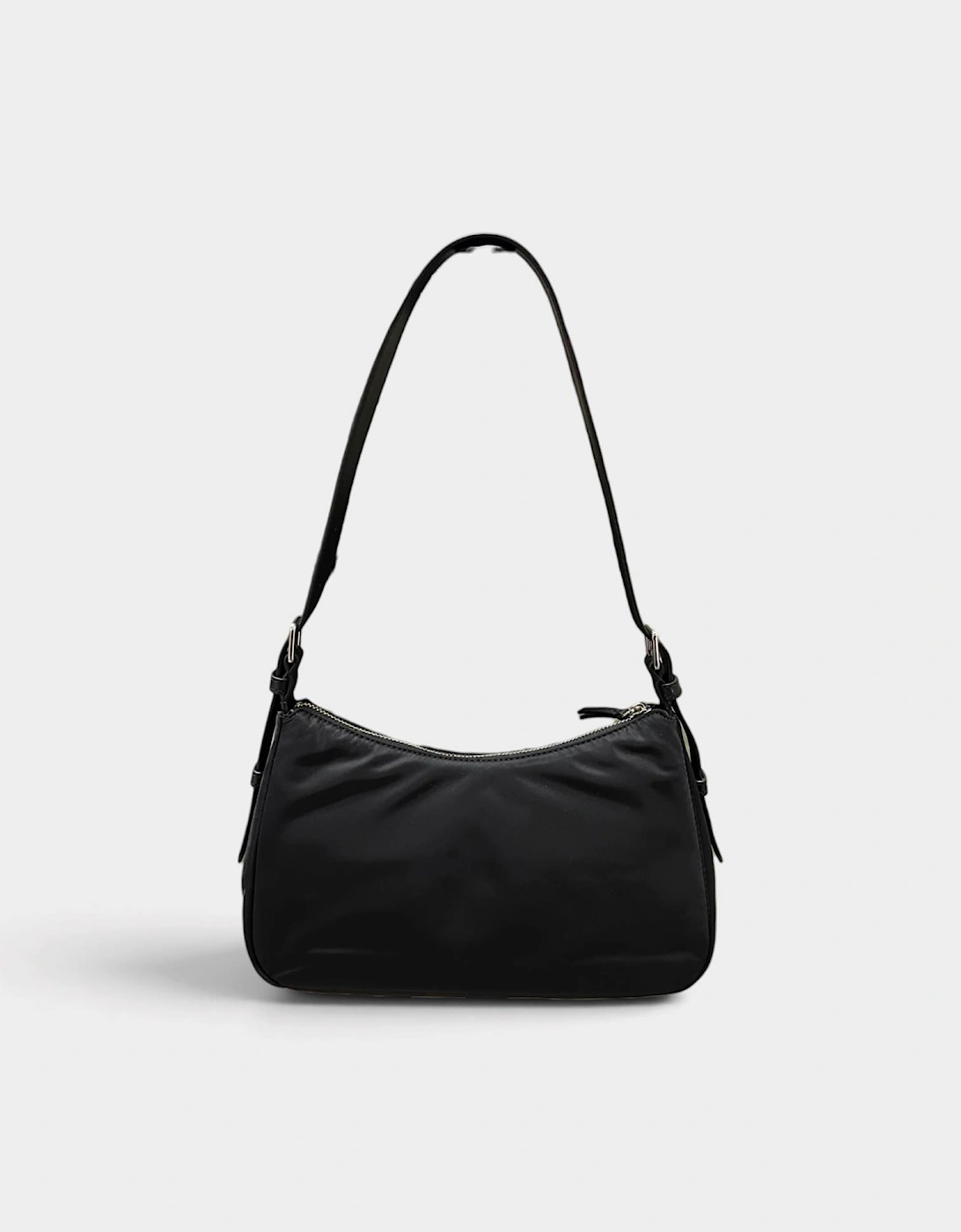 Nylon Zip Tote top Shoulder Bag Black