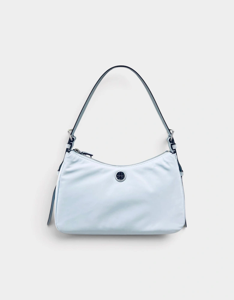 Nylon Zip Top Shoulder Bag Morning Blue