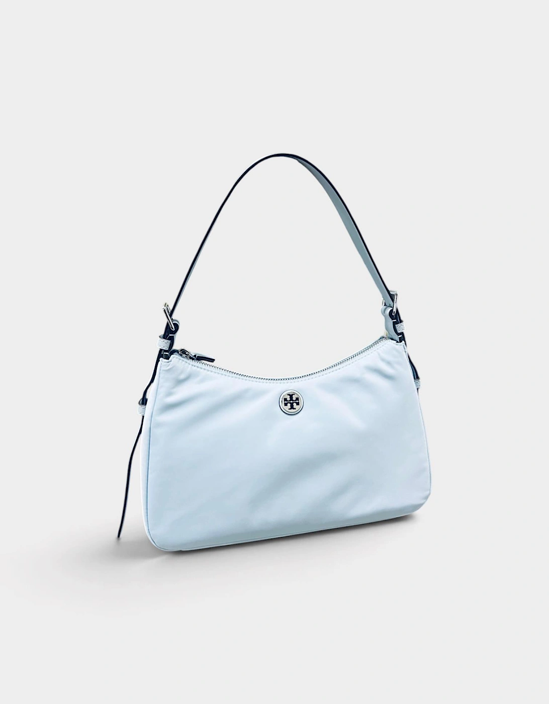 Nylon Zip Top Shoulder Bag Morning Blue