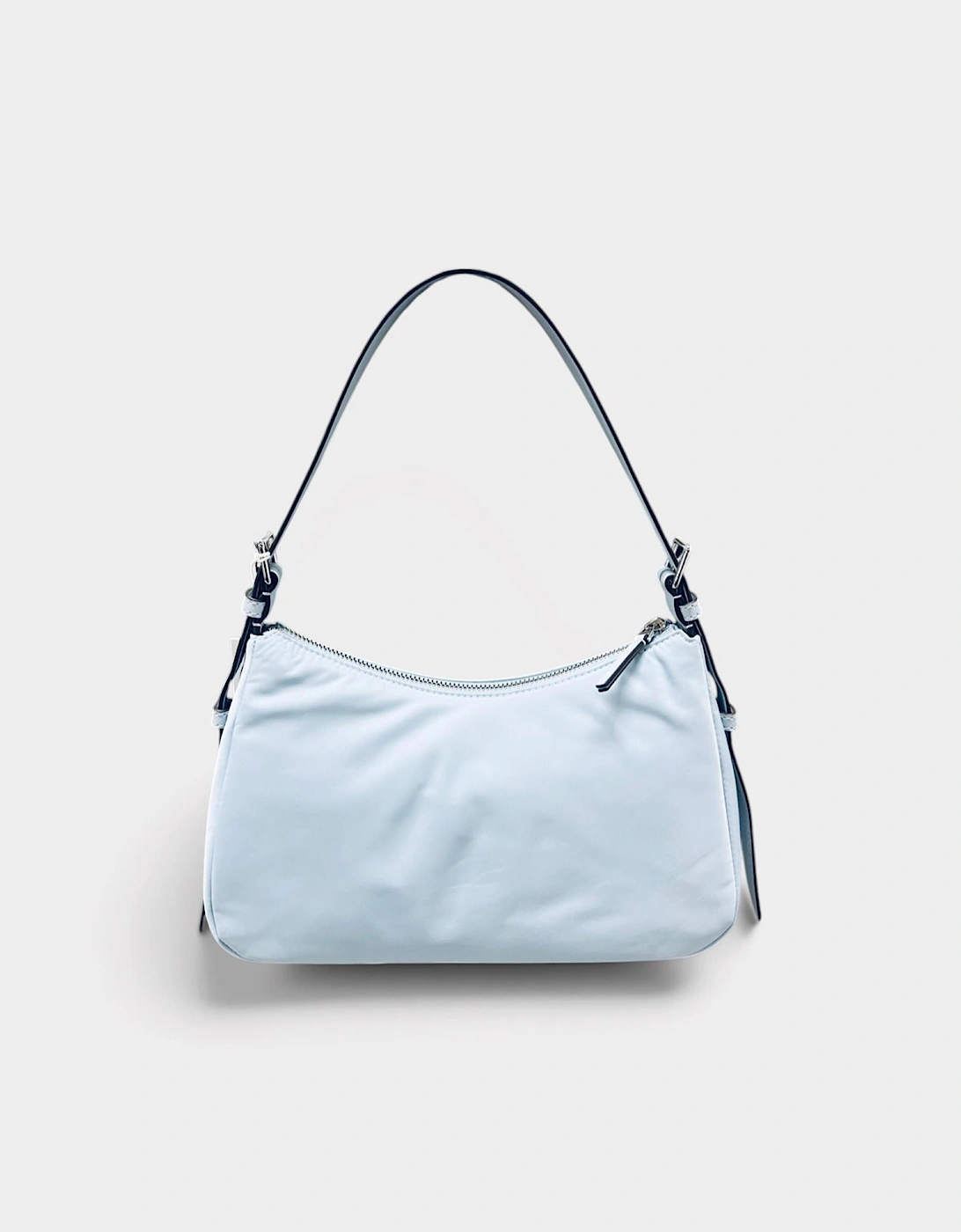 Nylon Zip Top Shoulder Bag Morning Blue