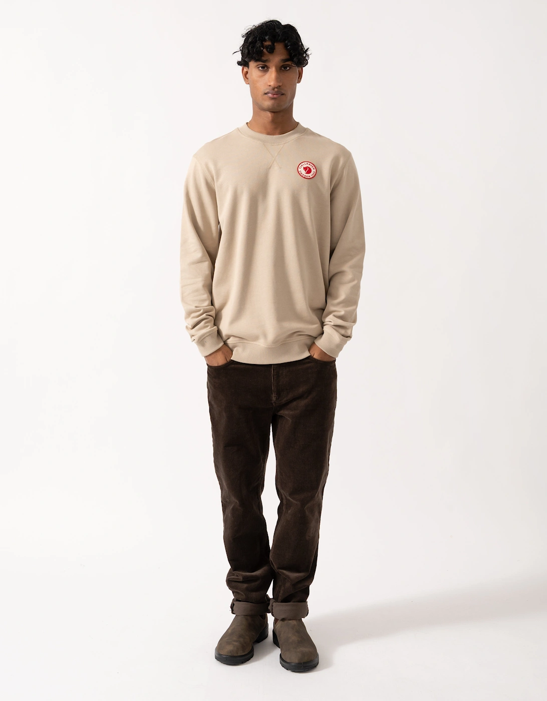 Fjallraven 1960 Logo Badge Mens Sweatshirt - Fossil 118