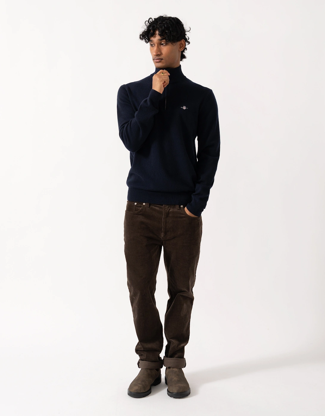 GANT Mens Superfine Lambswool Half Zip Sweater - 410 Marine