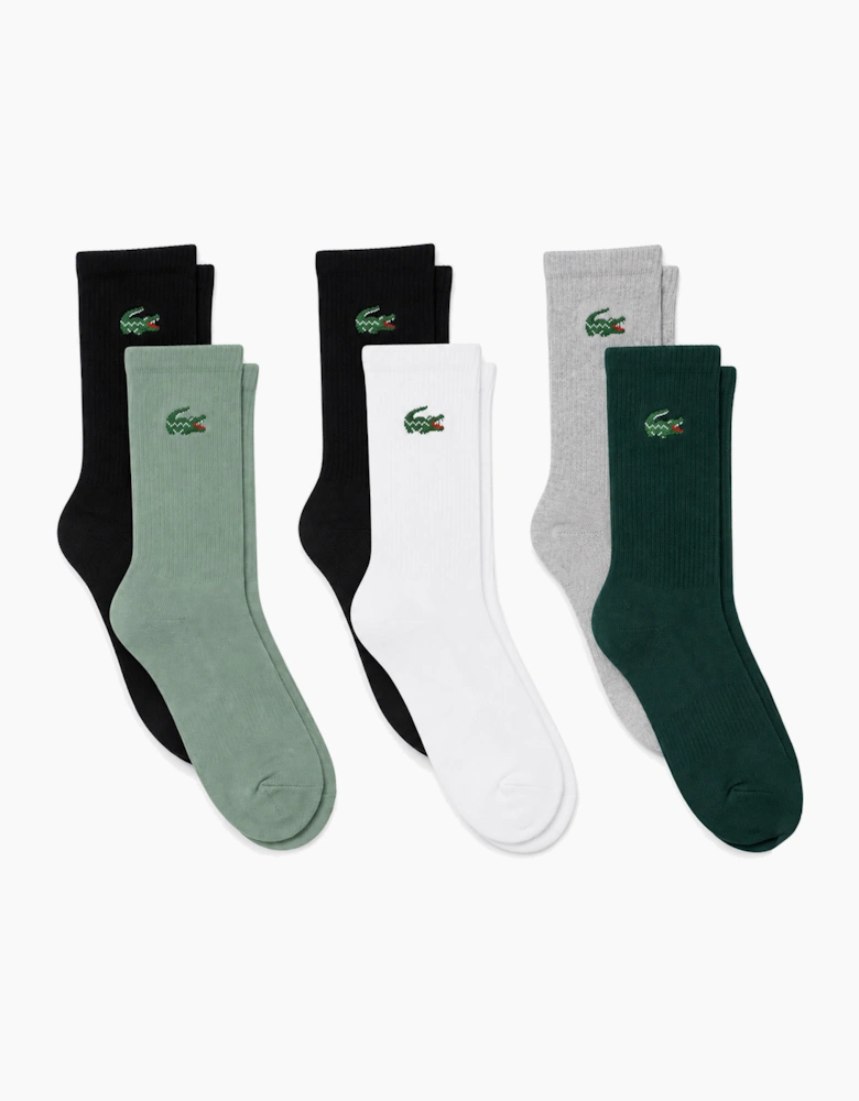 Lacoste 6-Pack Jacquard Crocodile Sport Socks