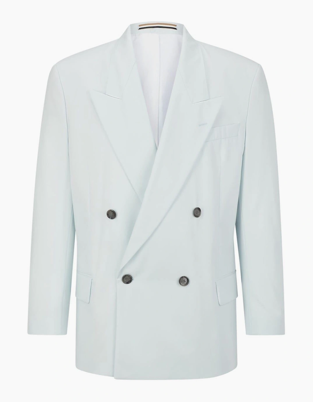 Solid Patterned Double Button Lapel Collared Blazer