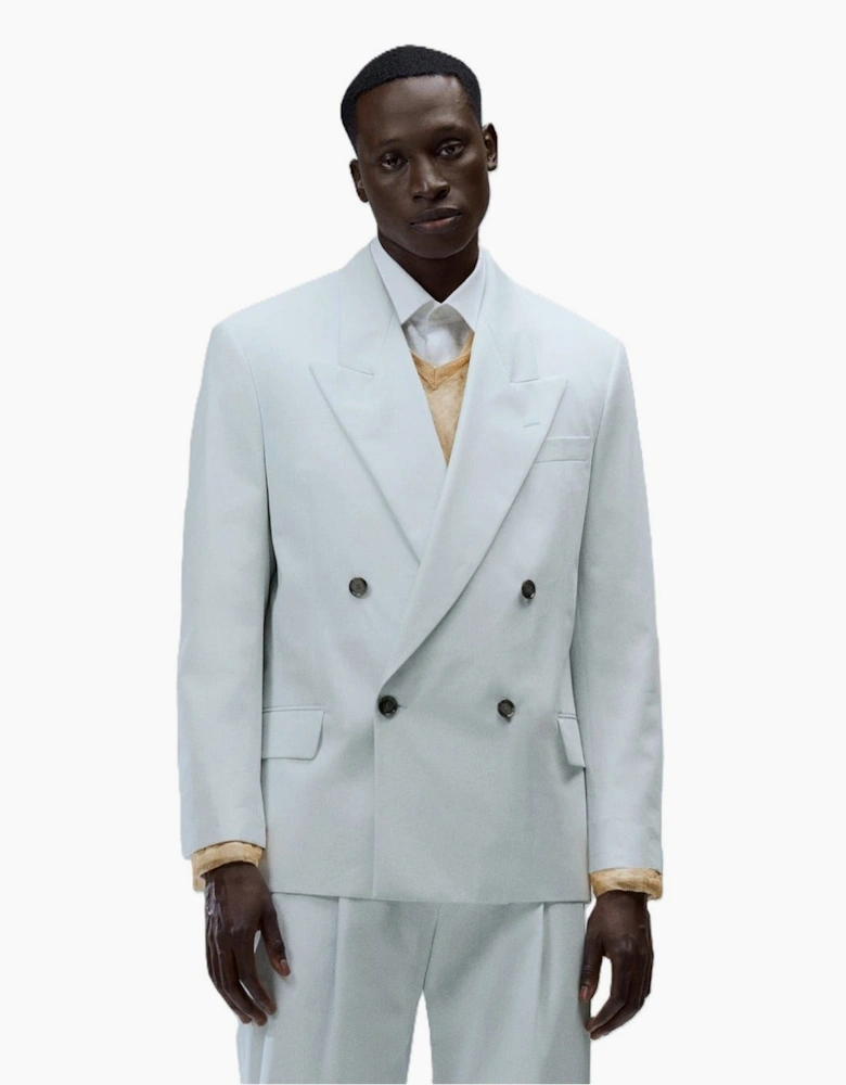 Solid Patterned Double Button Lapel Collared Blazer