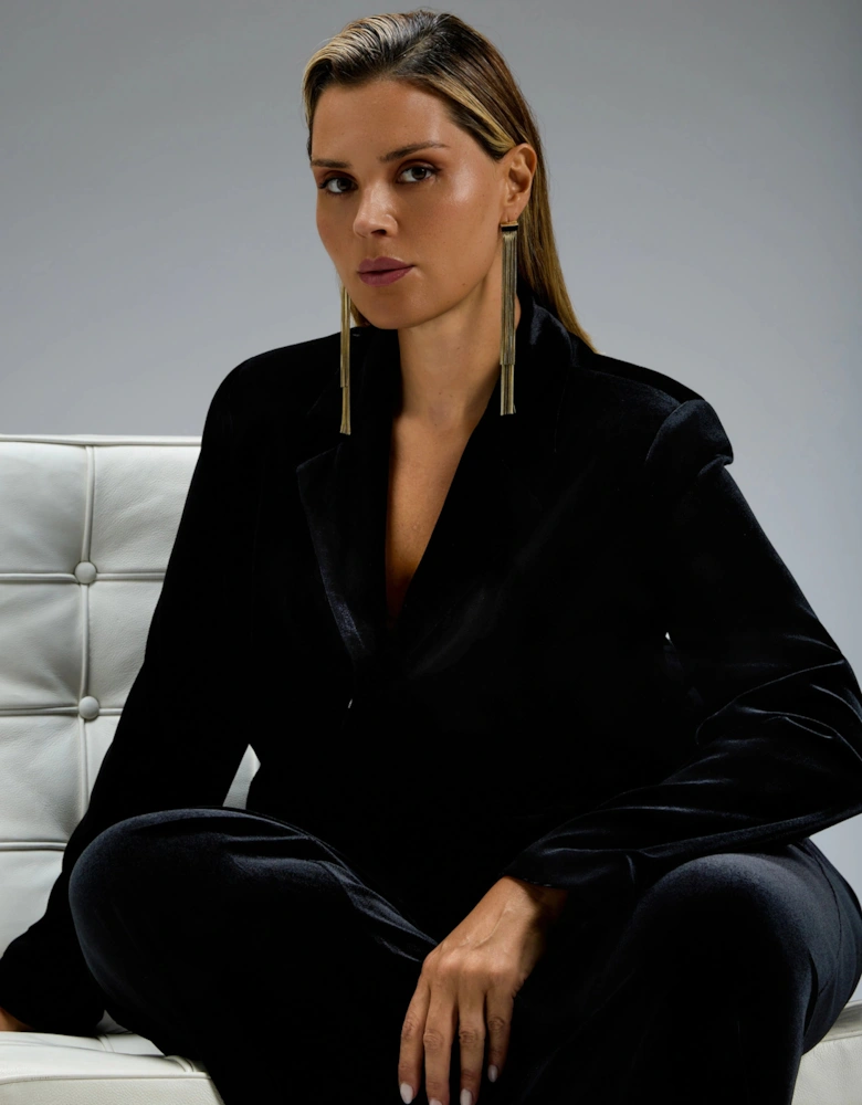 Black Velvet Single Breasted Blazer