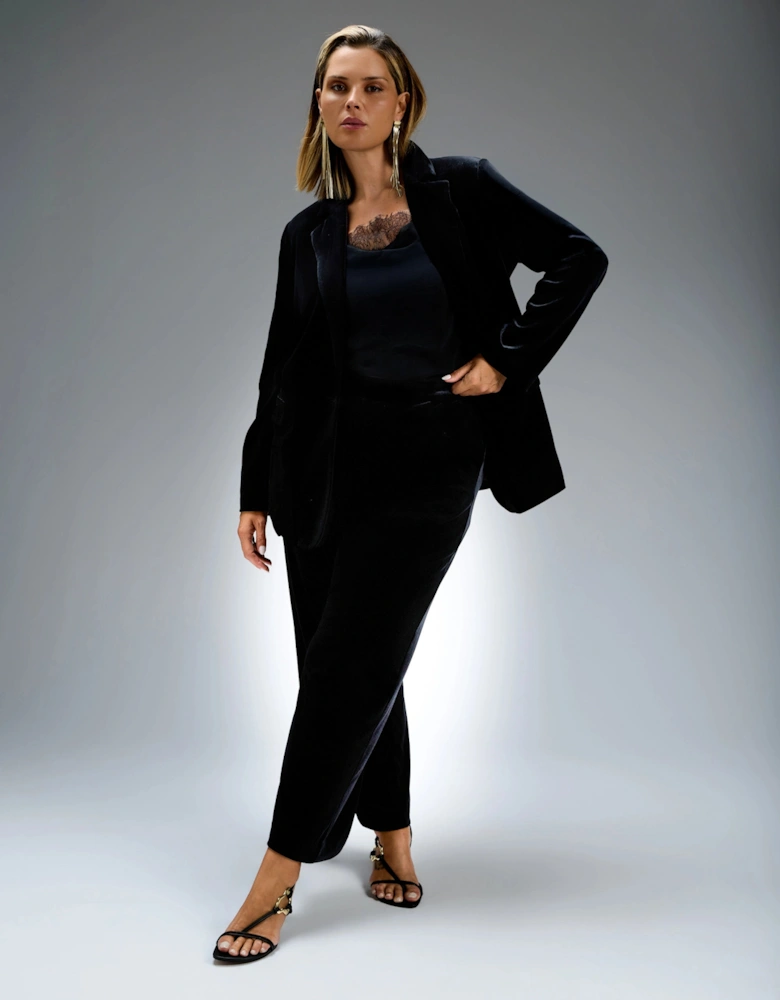Black Velvet Single Breasted Blazer