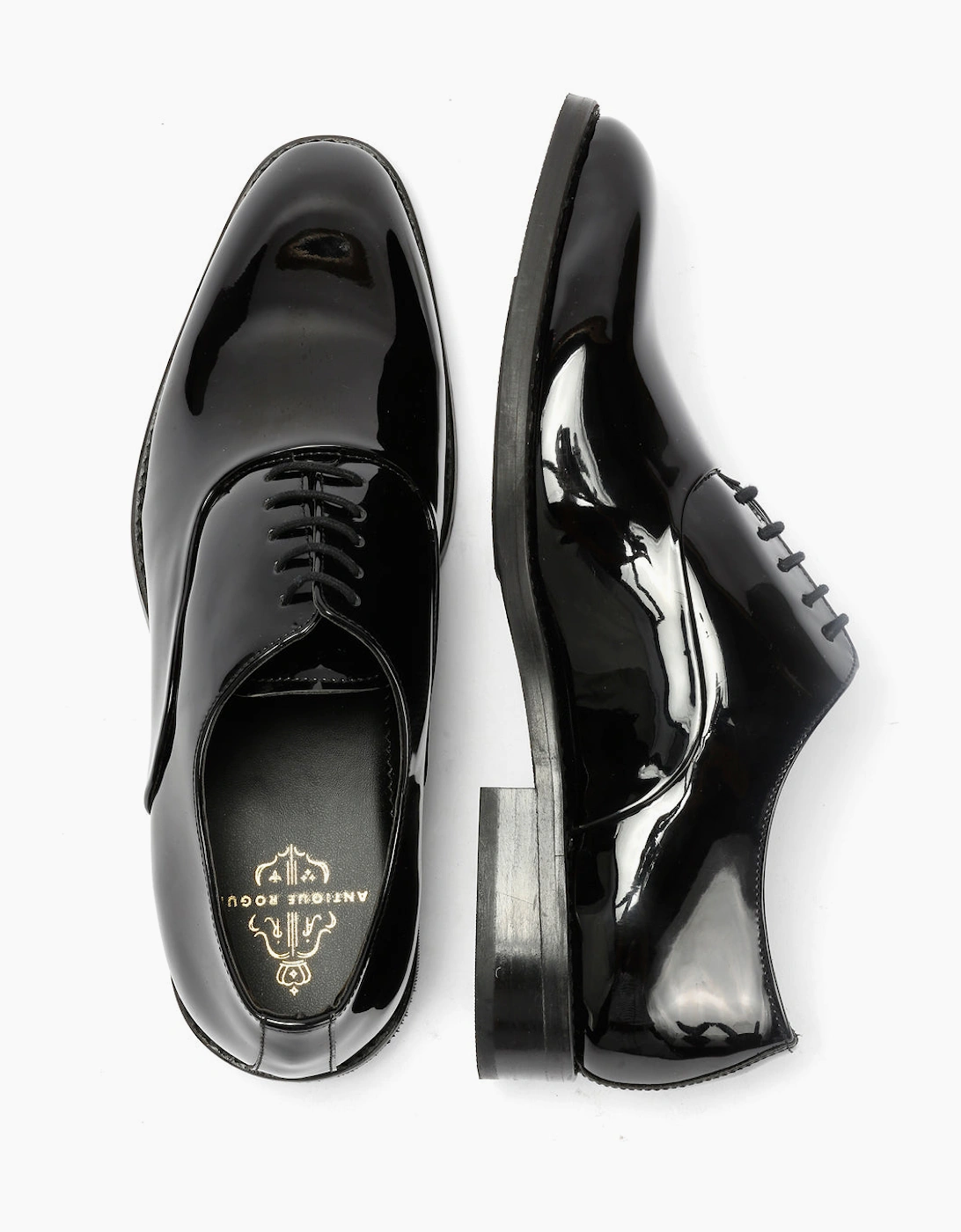 Antique Rogue Thorne Patent PU Leather Men's Black Lace-Up Shoes