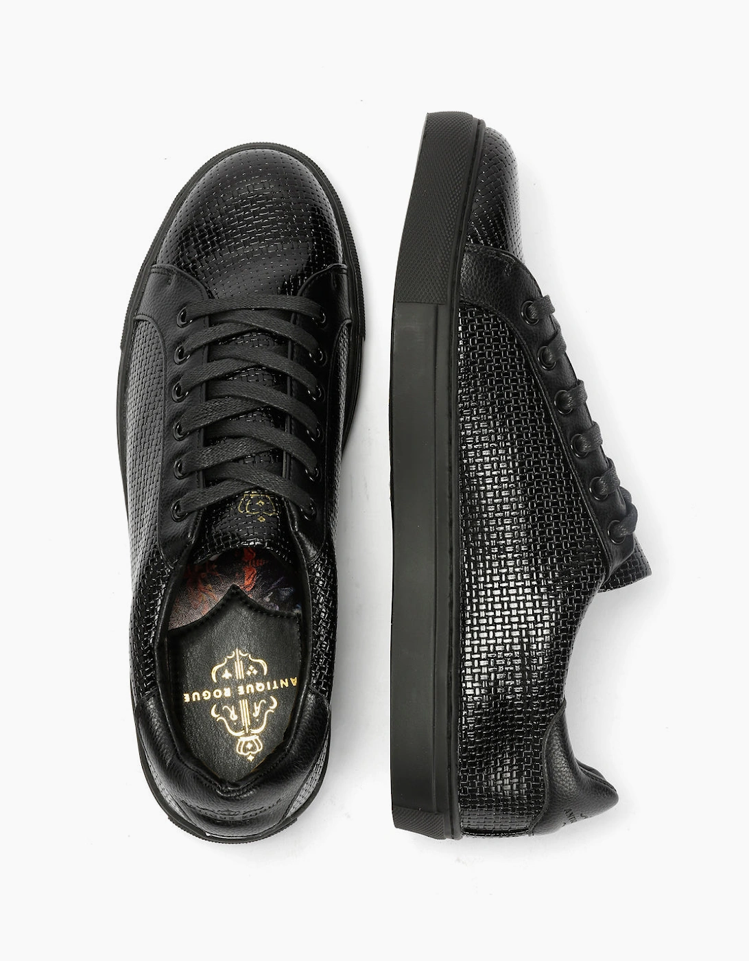 Antique Rogue Kimber Patent PU Leather Men's Black Trainers