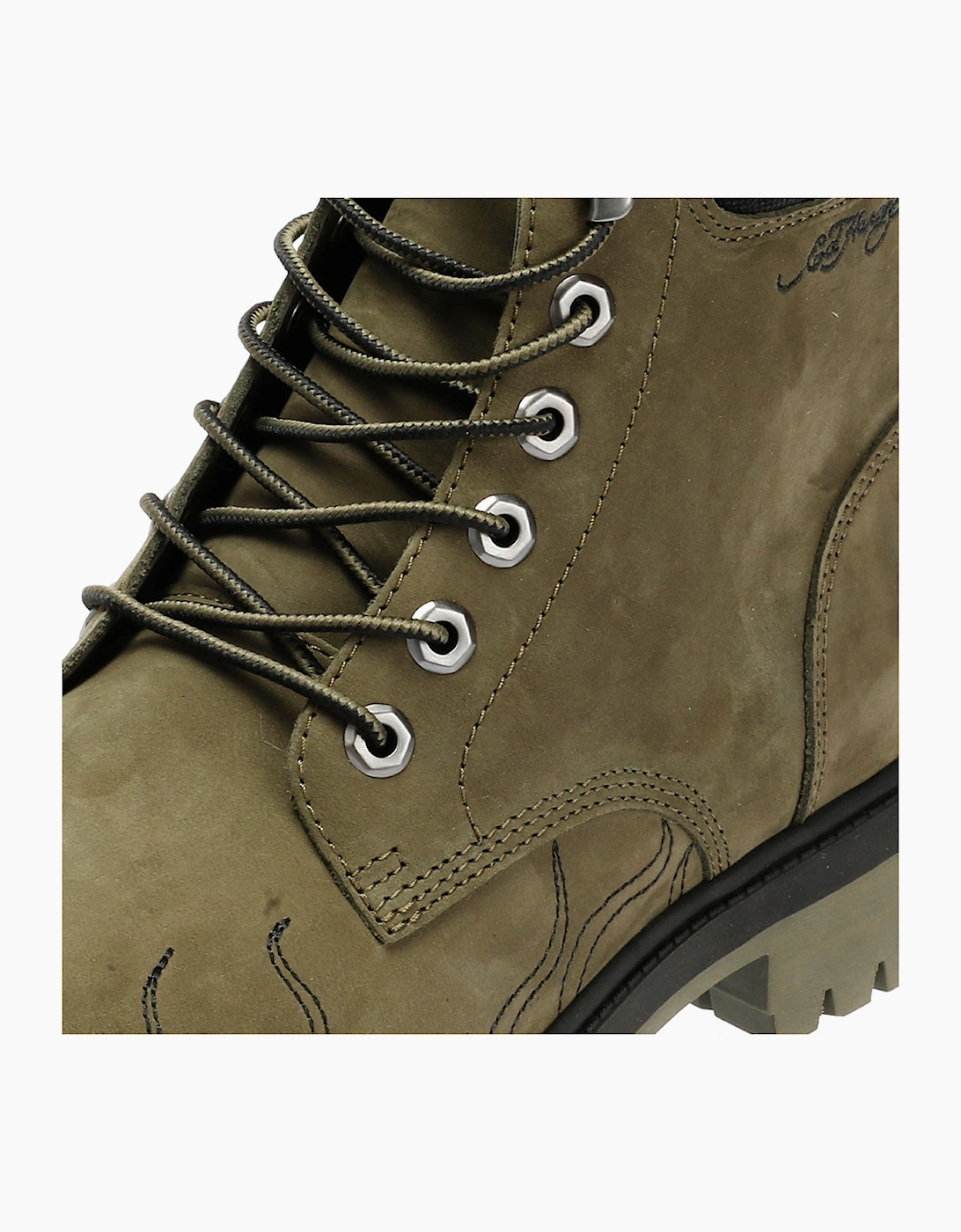 Ed Hardy Embroidered Flames Nubuck Men's Khaki Boots