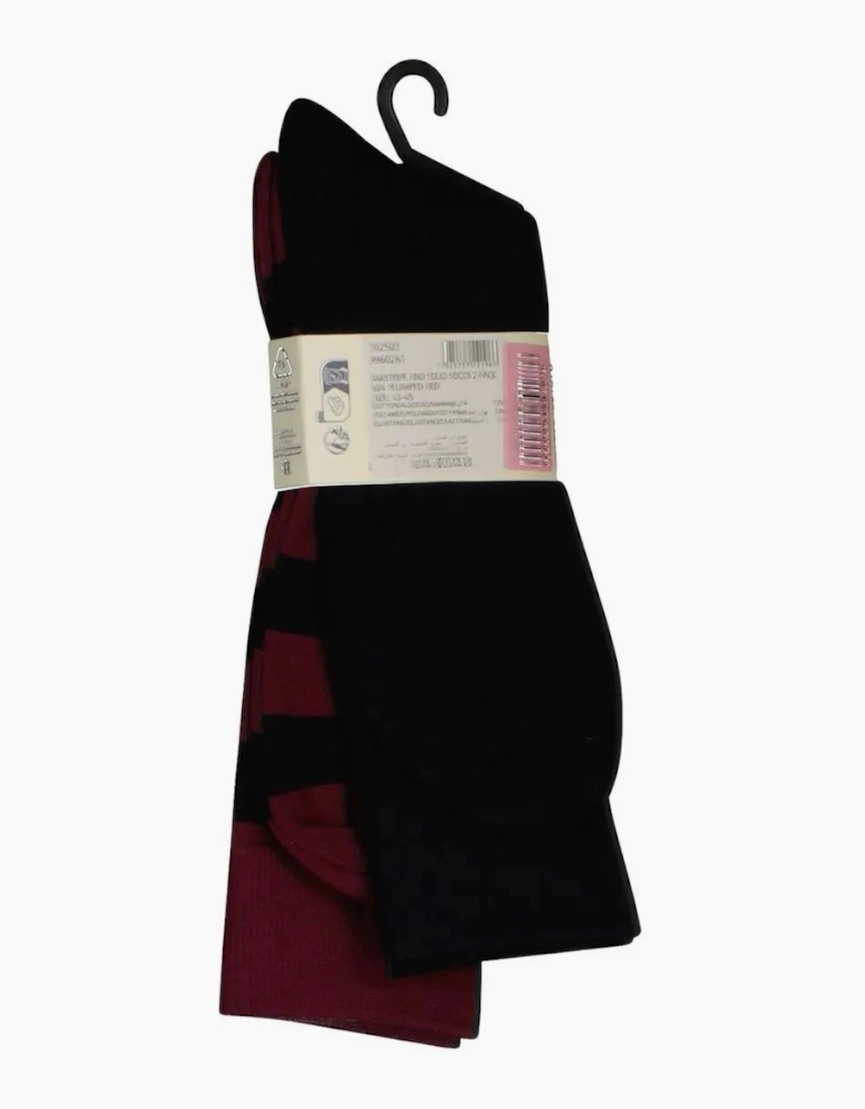 2-Pack Barstripe & Solid Socks, Burgundy/Navy