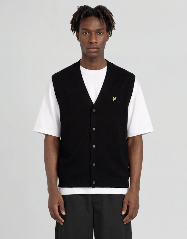 Cotton Merino Button Through Vest