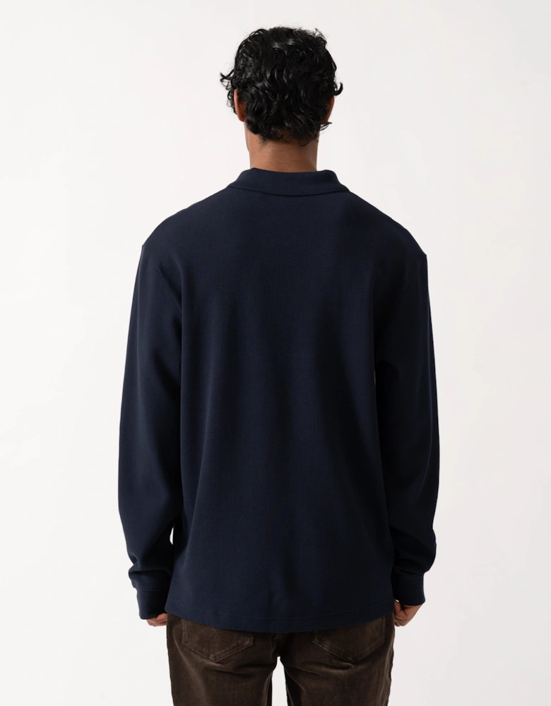 BOSS Orange Petempestolong Mens Long Sleeve Polo Shirt - Dark Blue 404