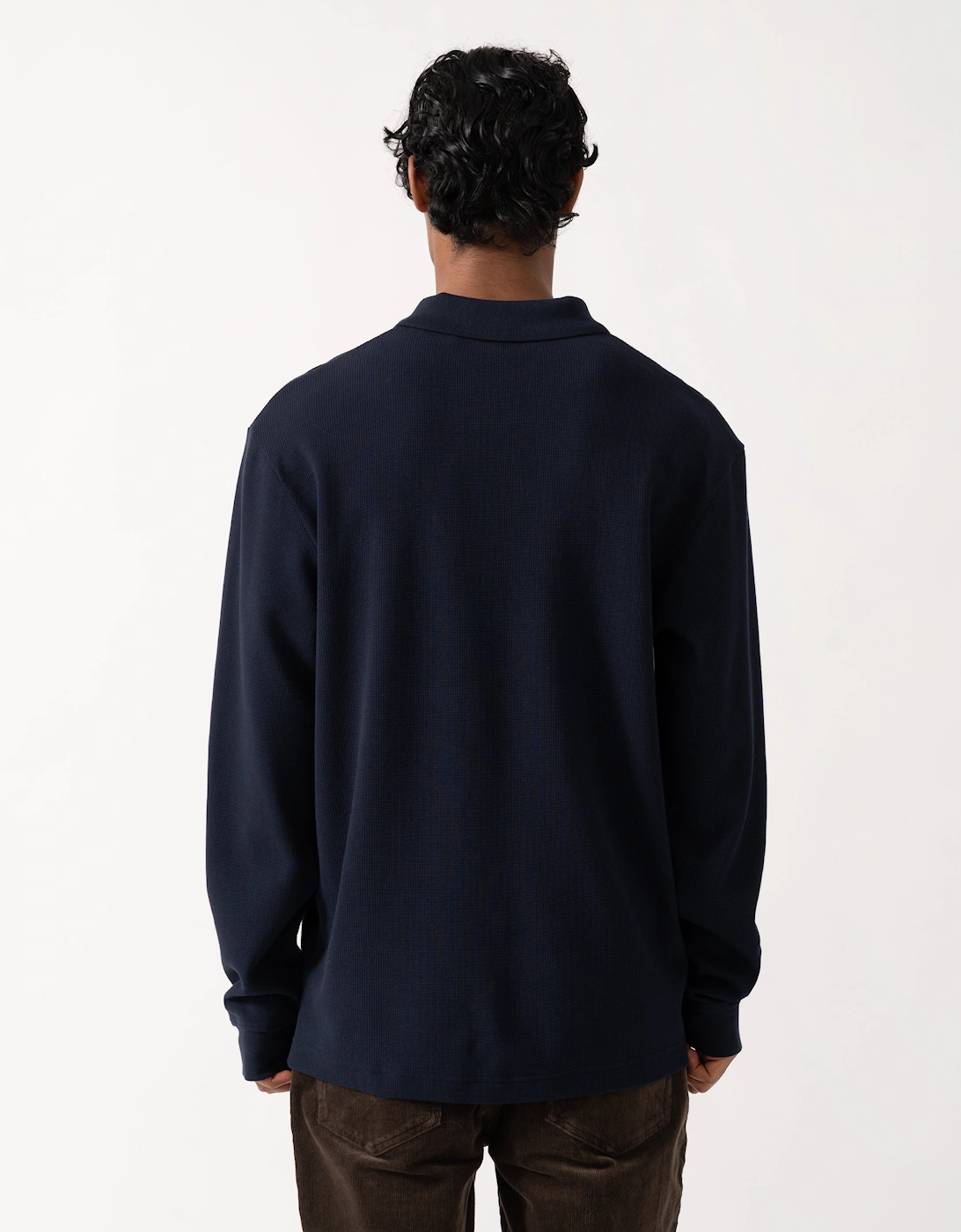 BOSS Orange Petempestolong Mens Long Sleeve Polo Shirt - Dark Blue 404