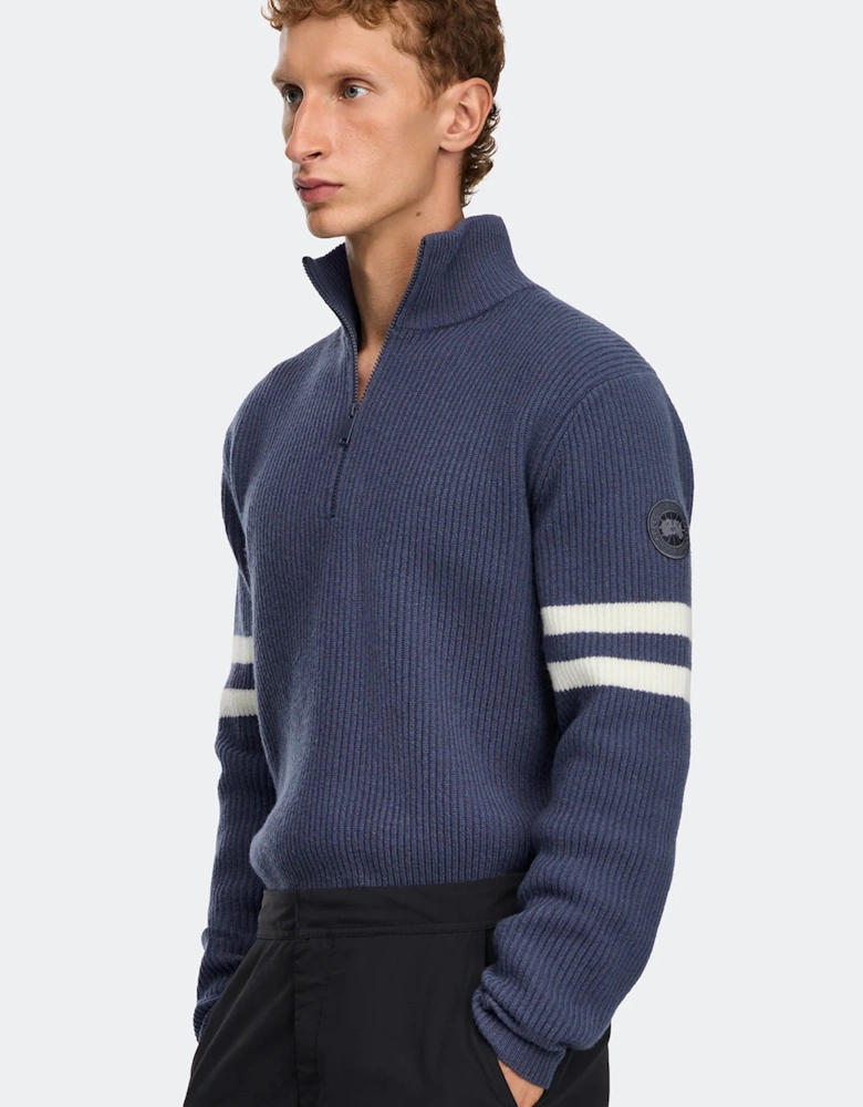 Mckinney 1/4 Zip Stripe Sweater Blue