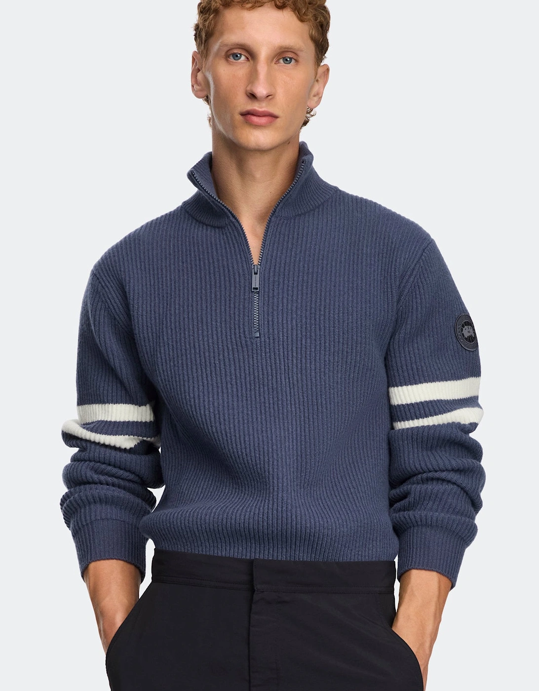 Mckinney 1/4 Zip Stripe Sweater Blue