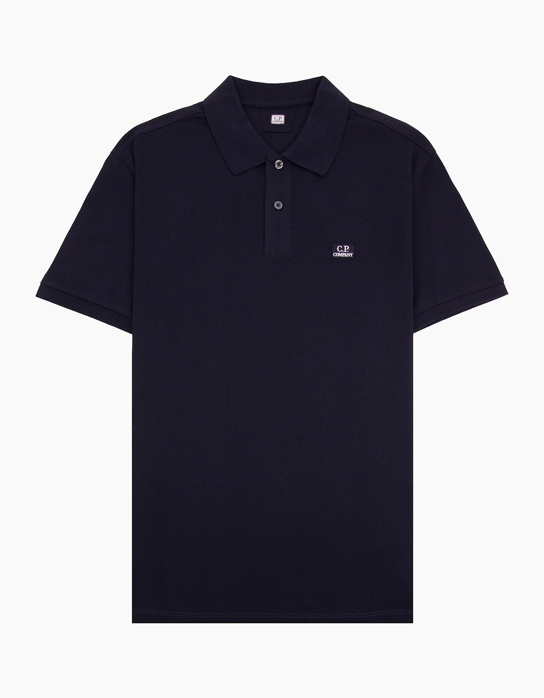 Men's Cp Company Stretch Piquet Short Sleeve Polo NAVY 888 - Black - Size: 42