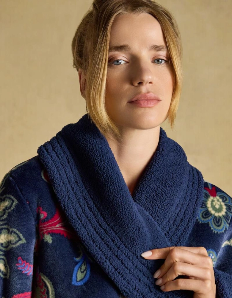 Joules Y97379 MATILDA Ladies Robe Navy Floral Womens Bathrobe Navy Floral