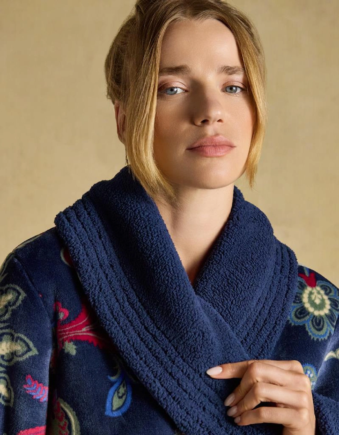 Joules Y97379 MATILDA Ladies Robe Navy Floral Womens Bathrobe Navy Floral